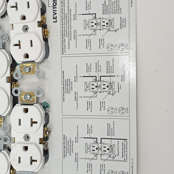 Leviton Back & Side Wire Outlets 20 A-125 V Set of 11 - Picture 3 of 8
